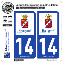 2 Autocollants plaque immatriculation Auto 14 Houlgate - Ville