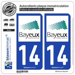 2 Autocollants plaque immatriculation Auto 14 Bayeux - Agglo