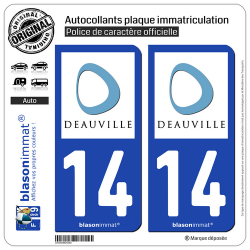 2 Autocollants plaque immatriculation Auto 14 Deauville - Ville