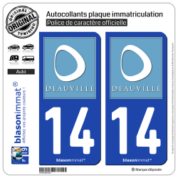 2 Autocollants plaque immatriculation Auto 14 Deauville - Tourisme