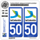 2 Autocollants plaque immatriculation Auto 50 Cherbourg-en-Cotentin - Agglo