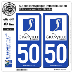 2 Autocollants plaque immatriculation Auto 50 Granville - Ville