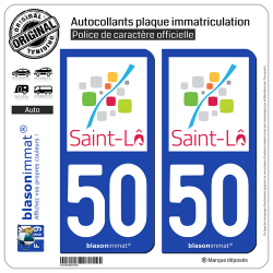 2 Autocollants plaque immatriculation Auto 50 Saint-Lô - Agglo