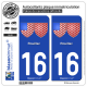 2 Autocollants plaque immatriculation Auto 16 Rouillac - Armoiries