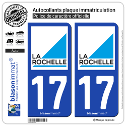 2 Autocollants plaque immatriculation Auto 17 La Rochelle - Ville