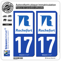 2 Autocollants plaque immatriculation Auto 17 Rochefort - Ville