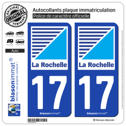 2 Autocollants plaque immatriculation Auto 17 La Rochelle - Agglo