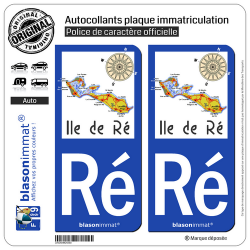 2 Autocollants plaque immatriculation Auto Ré Île de Ré - Aperçu Général