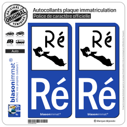 2 Autocollants plaque immatriculation Auto Ré Île de Ré - Ré