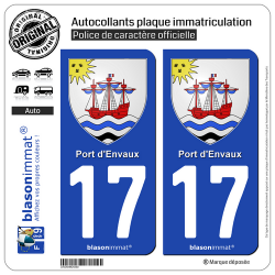 2 Autocollants plaque immatriculation Auto 17 Port d'Envaux - Armoiries