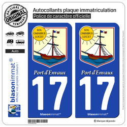 2 Autocollants plaque immatriculation Auto 17 Port d'Envaux - Commune