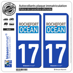 2 Autocollants plaque immatriculation Auto 17 Rochefort - Agglo