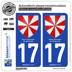 2 Autocollants plaque immatriculation Auto 17 St-Georges-de-Didonne - Armoiries