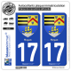 2 Autocollants plaque immatriculation Auto 17 Royan - Armoiries