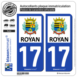 2 Autocollants plaque immatriculation Auto 17 Royan - Ville