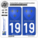 2 Autocollants plaque immatriculation Auto 19 Brive-la-Gaillarde - Armoiries