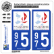 2 Autocollants immatriculation Auto 975 Saint-Pierre et Miquelon - Tourisme