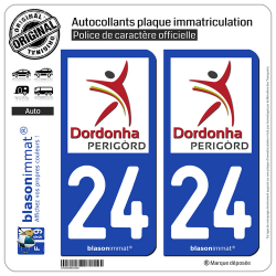 2 Autocollants plaque immatriculation Auto 24 Dordonha - Département