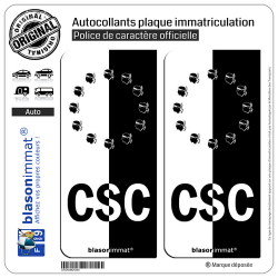 2 Autocollants plaque immatriculation Auto CSC Corsica Collector - Identifiant Européen