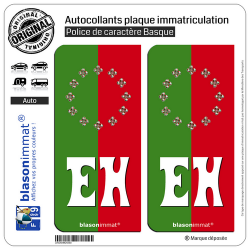 2 Autocollants plaque immatriculation Auto EH Pays Basque - Collector - Identifiant Européen
