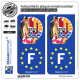 2 Autocollants plaque immatriculation Auto F Hinano Armoiries - Identifiant Européen