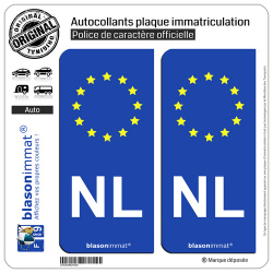 2 Autocollants plaque immatriculation Auto NL Pays-Bas - Identifiant Européen