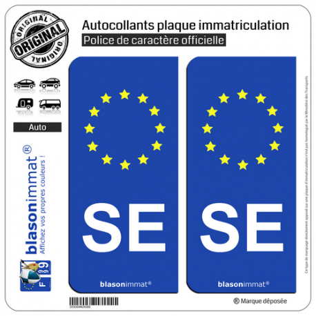 2 Autocollants plaque immatriculation Auto SE Savoie - Identifiant Européen
