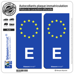 2 Autocollants plaque immatriculation Auto E Espagne - Identifiant Européen