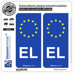 2 Autocollants plaque immatriculation Auto EL Alsace - Identifiant Européen