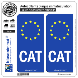 2 Autocollants plaque immatriculation Auto CAT Catalogne - Identifiant Européen