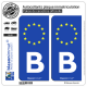 2 Autocollants plaque immatriculation Auto B Belgique - Identifiant Européen