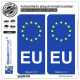 2 Autocollants plaque immatriculation Auto EU Union Européenne - Identifiant Européen