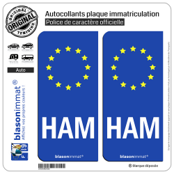 2 Autocollants plaque immatriculation Auto HAM Radioamateur - Identifiant Européen