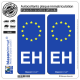 2 Autocollants plaque immatriculation Auto EH Pays Basque - Identifiant Européen