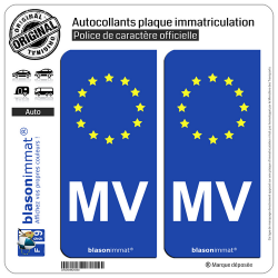 2 Autocollants plaque immatriculation Auto MV Morvan - Identifiant Européen