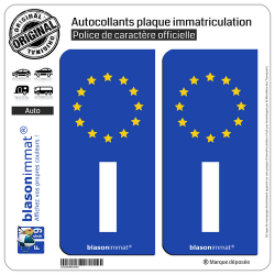 2 Autocollants plaque immatriculation Auto I Italie - Identifiant Européen