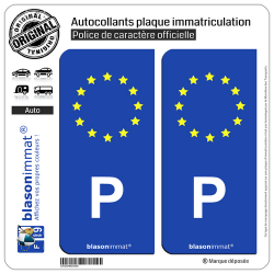 2 Autocollants plaque immatriculation Auto P Portugal - Identifiant Européen