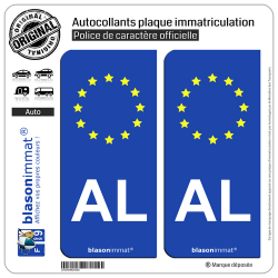 2 Autocollants plaque immatriculation Auto AL Albanie Identifiant - Européen