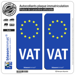2 Autocollants plaque immatriculation Auto VAT Vatican - Identifiant Européen