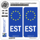 2 Autocollants plaque immatriculation Auto EST Estonie - Identifiant Européen