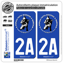 2 Autocollants plaque immatriculation Auto 2A Ribellu Corse - Patriottu