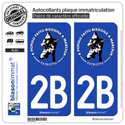 2 Autocollants plaque immatriculation Auto 2B Ribellu Corse - Patriottu