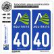 2 Autocollants plaque immatriculation Auto 40 Aquitaine - Nostalgie