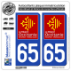2 Autocollants plaque imatriculation Auto 65 Occitanie - LogoType