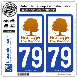 2 Autocollants plaque immatriculation Auto 79 Bressuire - Pays