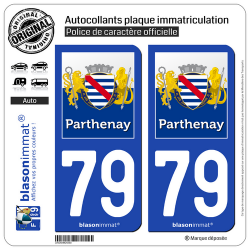 2 Autocollants plaque immatriculation Auto 79 Parthenay - Ville