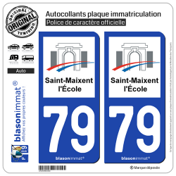 2 Autocollants plaque immatriculation Auto 79 Saint-Maixent-l'École - Ville