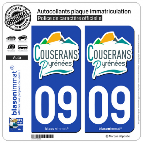 2 Autocollants plaque immatriculation Auto 09 Saint-Girons - Agglo