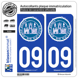 2 Autocollants plaque immatriculation Auto 09 Saint-Girons - Tourisme