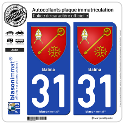 2 Autocollants plaque immatriculation Auto 31 Balma - Armoiries